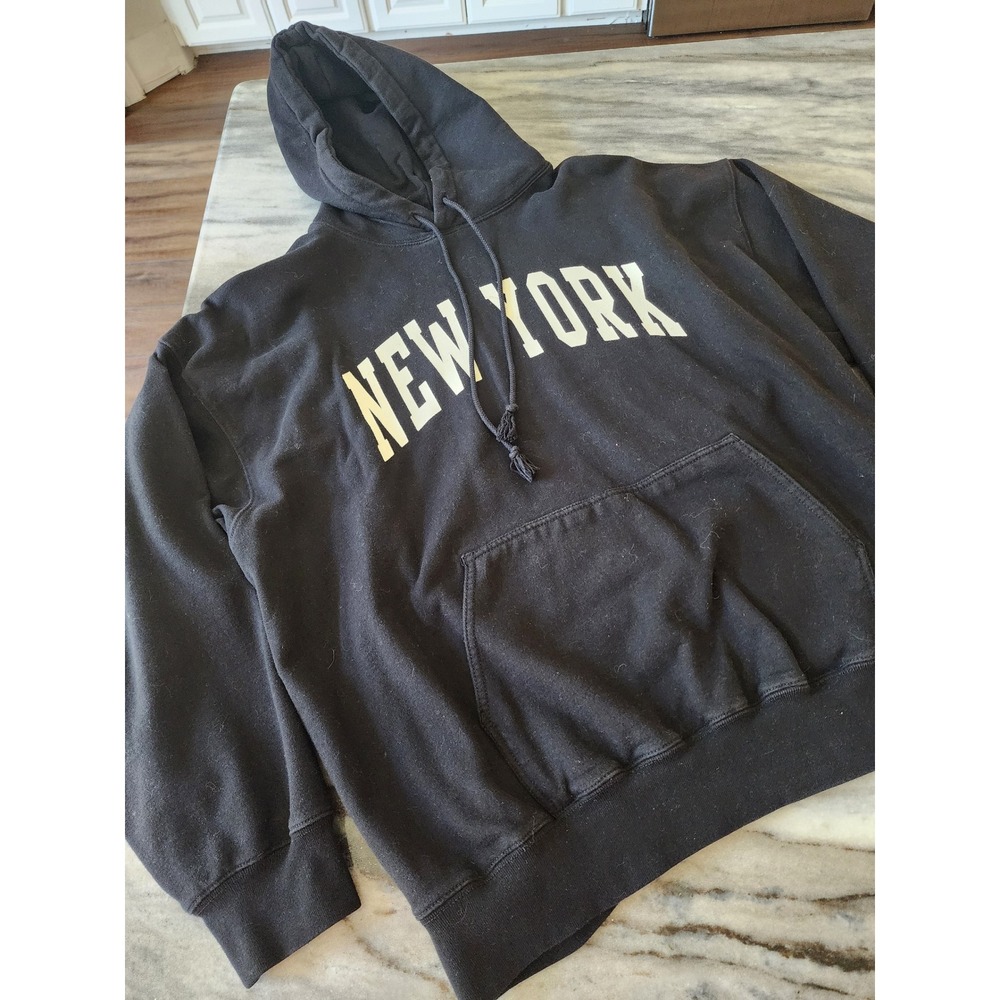 John Galt Brandy Melville New York Hoodie Black Oversized Pullover Sweatshirt
